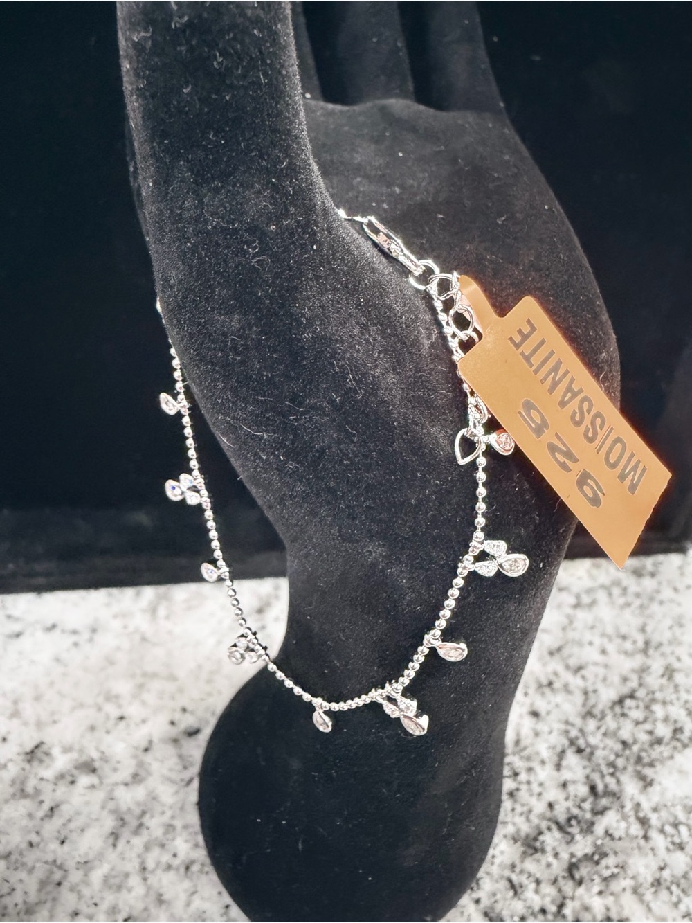 $800 Retail 2.0 Carats Moissanite Charm Bracelet in 925 Sterling Silver